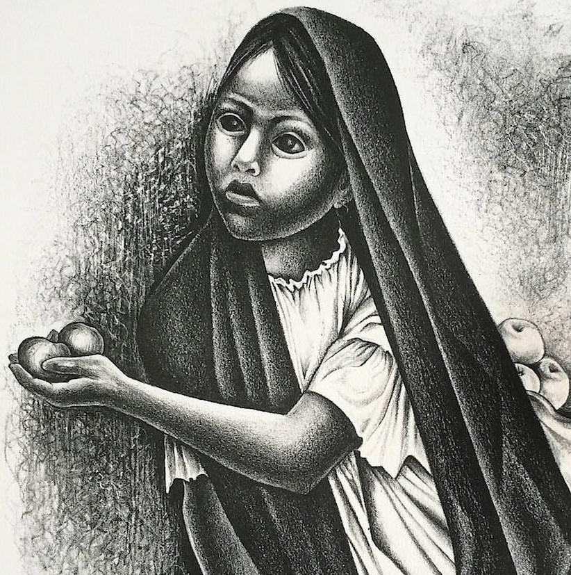 Vendedora, Signed Limited Edition Lithograph, Mexican Fruit Vendor - Print by Elizabeth Catlett