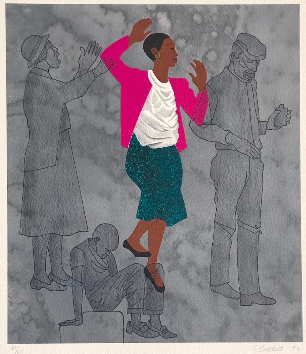 Elizabeth Catlett Figurative Print - WALKING BLINDLY Signed Lithograph, Black Woman, For My People by Margaret Walker