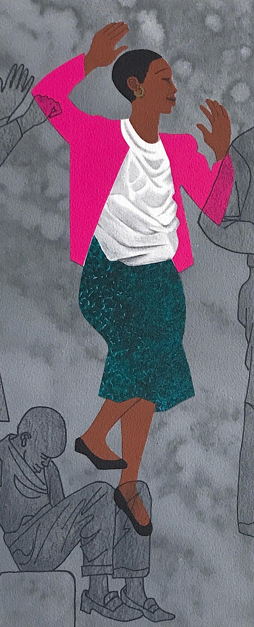 WALKING BLINDLY Litografia firmata, Donna nera, Per il mio popolo di Margaret Walker - Portrait Print Nero di Elizabeth Catlett