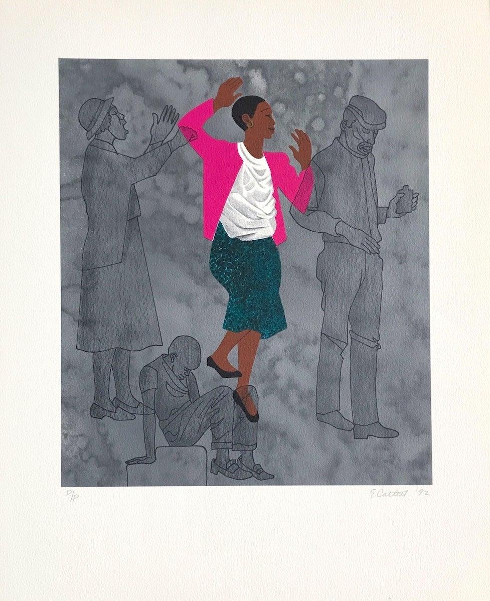 WALKING BLINDLY Signed Lithograph, Black Woman, For My People by Margaret Walker - Print by Elizabeth Catlett