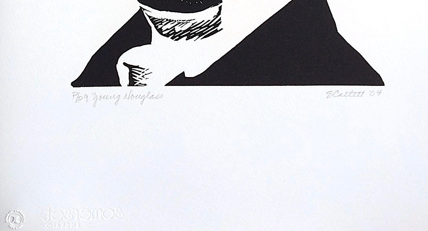YOUNG DOUGLASS Linogravure signée, Portrait noir Tête Afro-Américaine Droits Civiques - Contemporain Print par Elizabeth Catlett