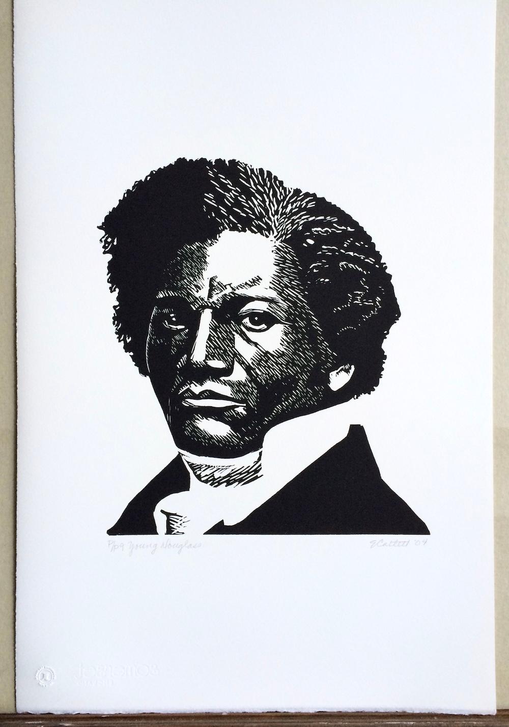 YOUNG DOUGLASS Signierter Linocut, schwarzer Porträtkopf African American Civil Rights im Angebot 3
