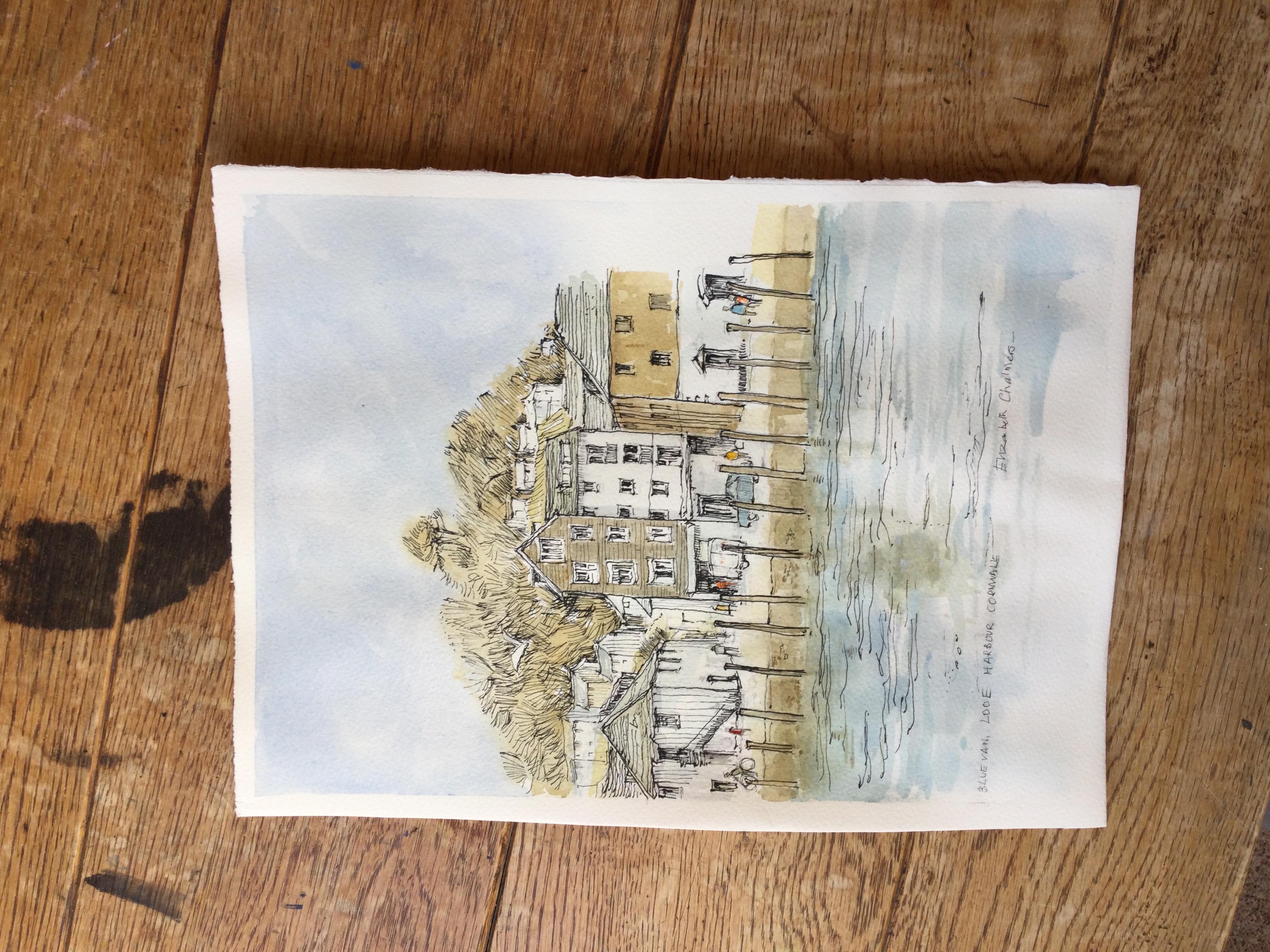 Looe Harbour, Cornwall, Originalgemälde, Landschaft, zeitgenössisch – Painting von Elizabeth Chalmers