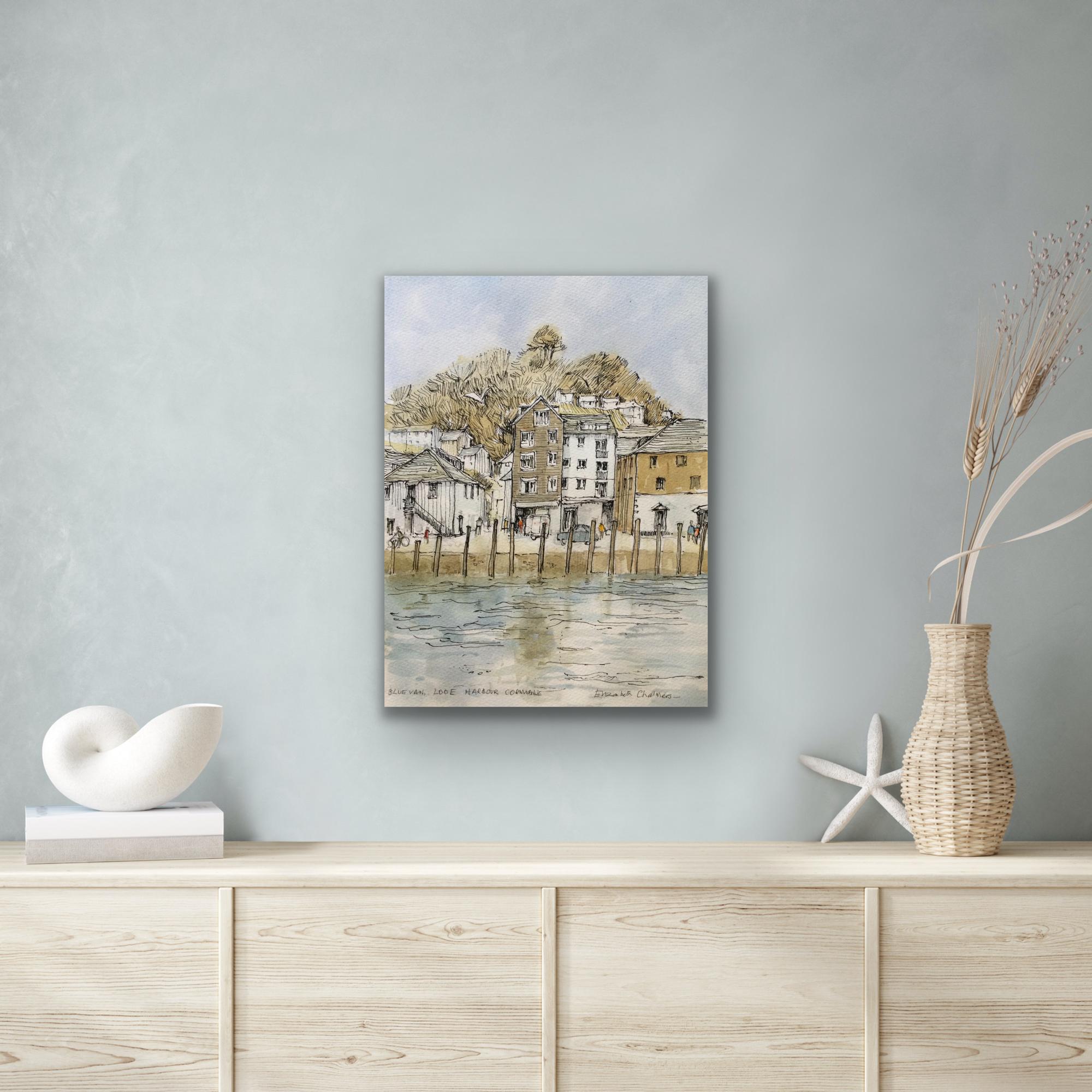 Looe Harbour, Cornwall, Originalgemälde, Landschaft, zeitgenössisch im Angebot 2