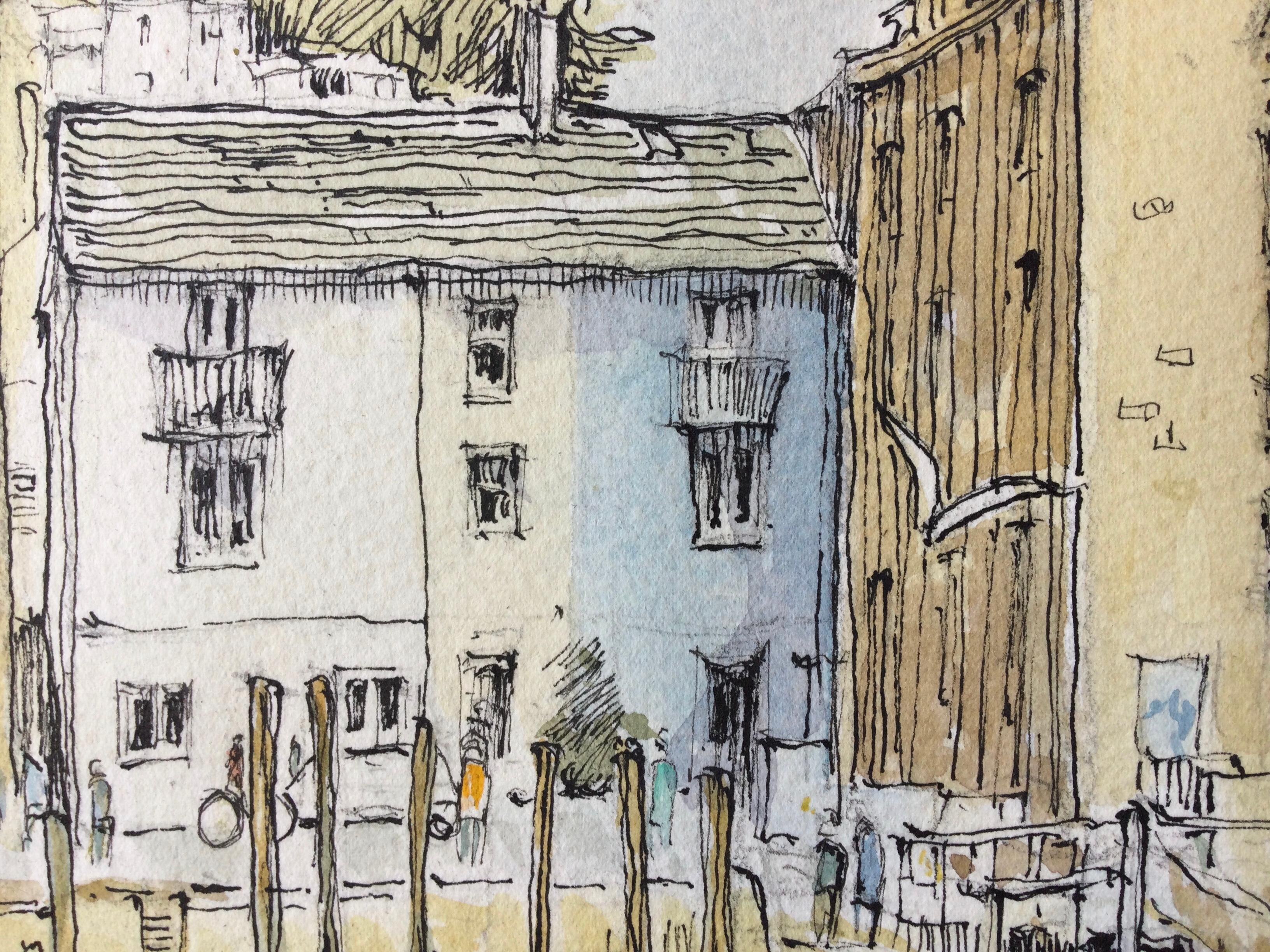 Looe Harbour, original painting, landscape, contemporary - Painting Contemporaneo di Elizabeth Chalmers