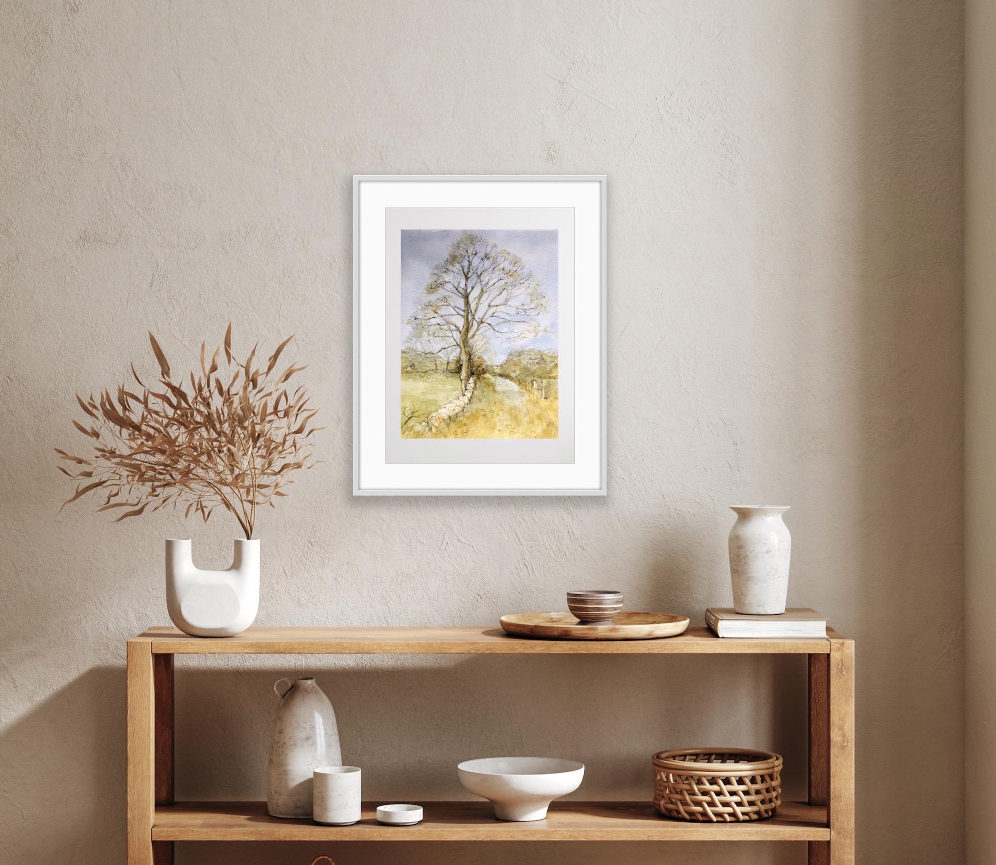 arbre d'hiver au début du printemps, Notgrove Peinture originale, paysage, arbre en vente 5