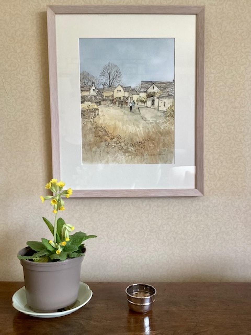 Cottage a Upper Slaughter, Quadro originale, Cotswolds, Paesaggio in vendita 2