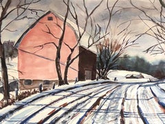 1930s American Modernist Landscape Painting by Burchfield Student Albright