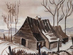 1930s American Modernist Landscape Painting by Burchfield Student Albright