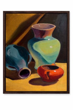 1930s American Modernist Still Life Oil Painting by Burchfield Student Albright