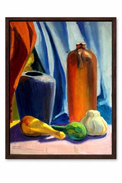 1930s American Modernist Still Life Oil Painting by Burchfield Student Albright