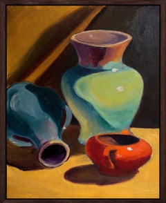 1930s American Modernist Still Life Oil Painting by Burchfield Student Albright