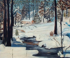 Cabin in a Snowy Forest de l'artiste américaine Elizabeth Dailey