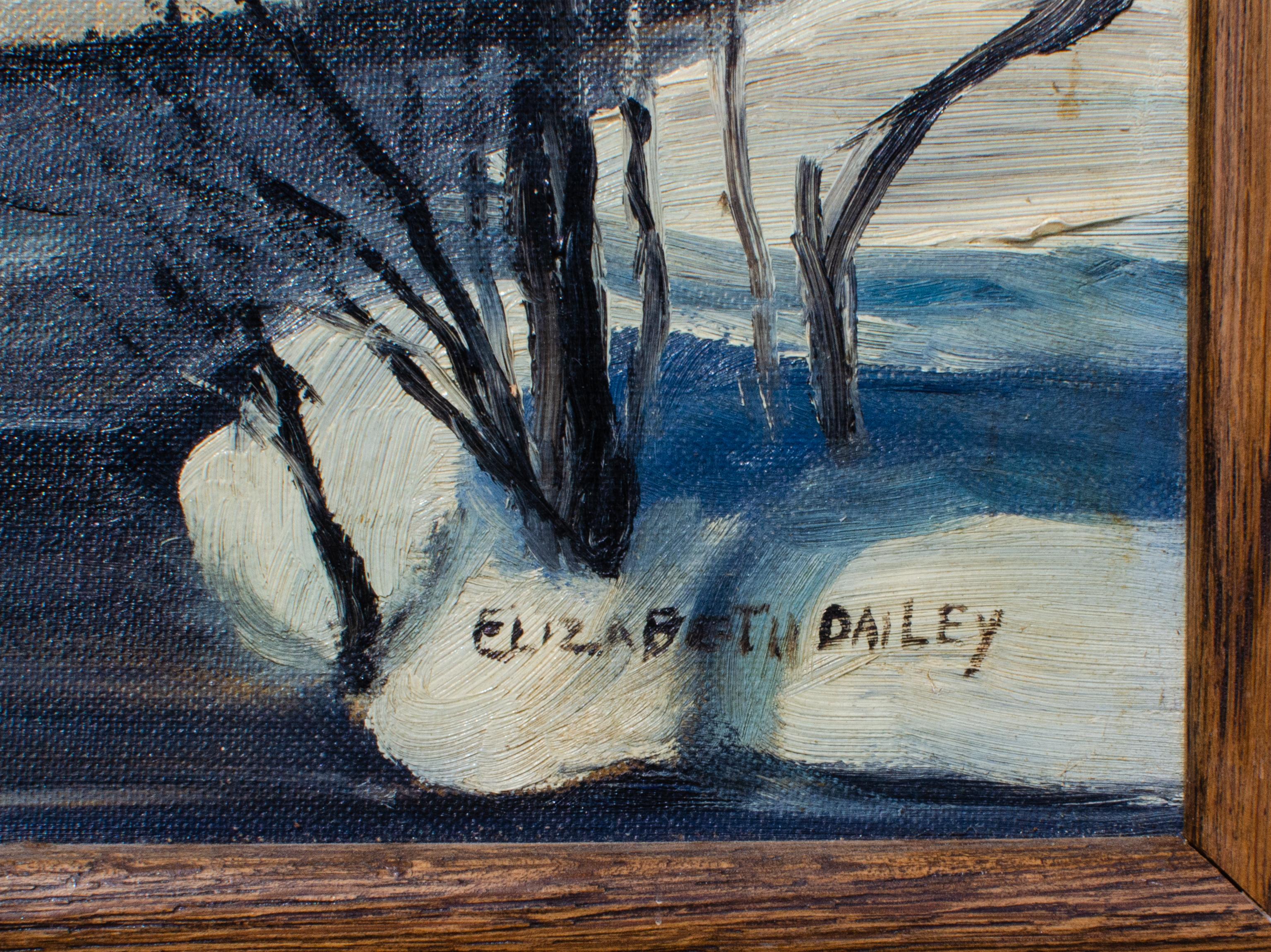 Cabin in a Snowy Forest der amerikanischen Künstlerin Elizabeth Dailey im Angebot 2