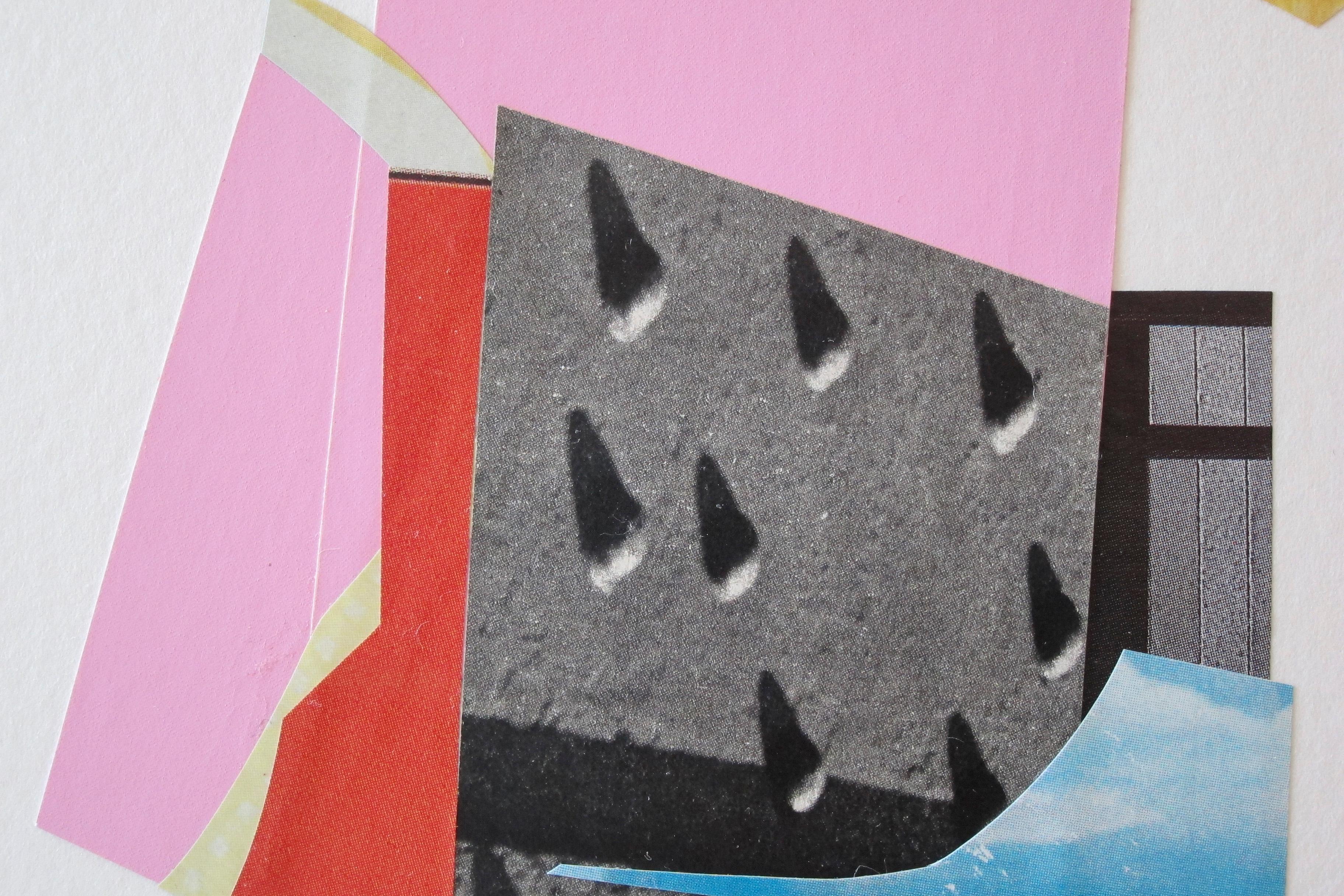 Pink Balance, collage astratto a tecnica mista su carta, 2021
7