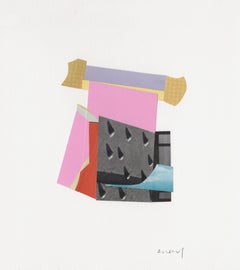 Pink Balance, collage astratto a tecnica mista su carta, 2021