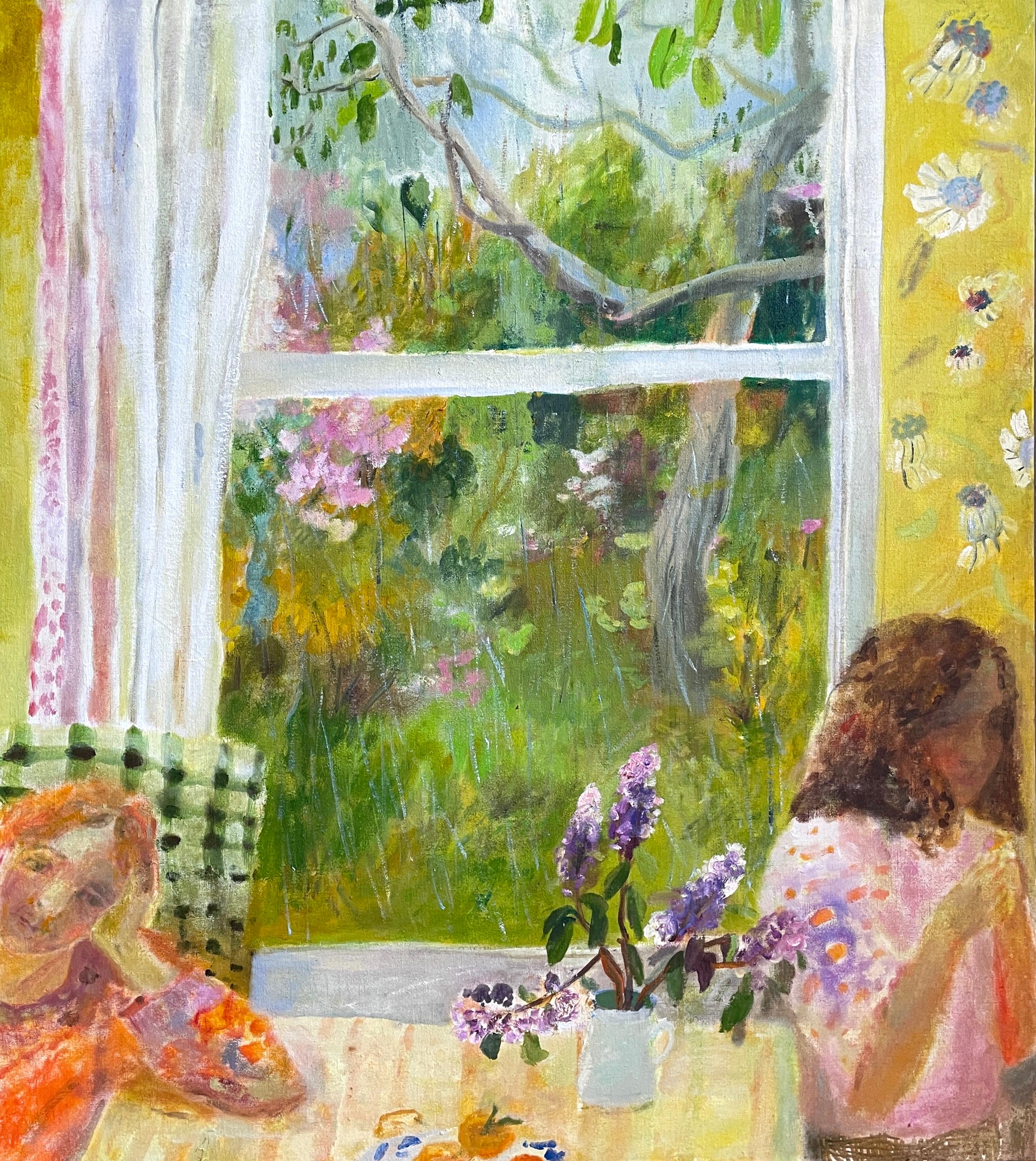 Elizabeth Endres Still-Life Painting – Lilacs Yellow Room