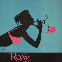 Affiche publicitaire française originale « Rosy Paris », datant des années 1970 environ