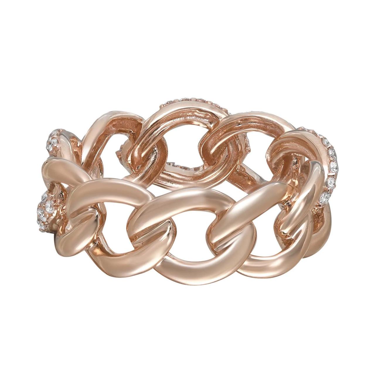 For Sale:  Elizabeth Fine Jewelry 0.50 Carat Diamond Chain Link Ring 18K Rose Gold 2