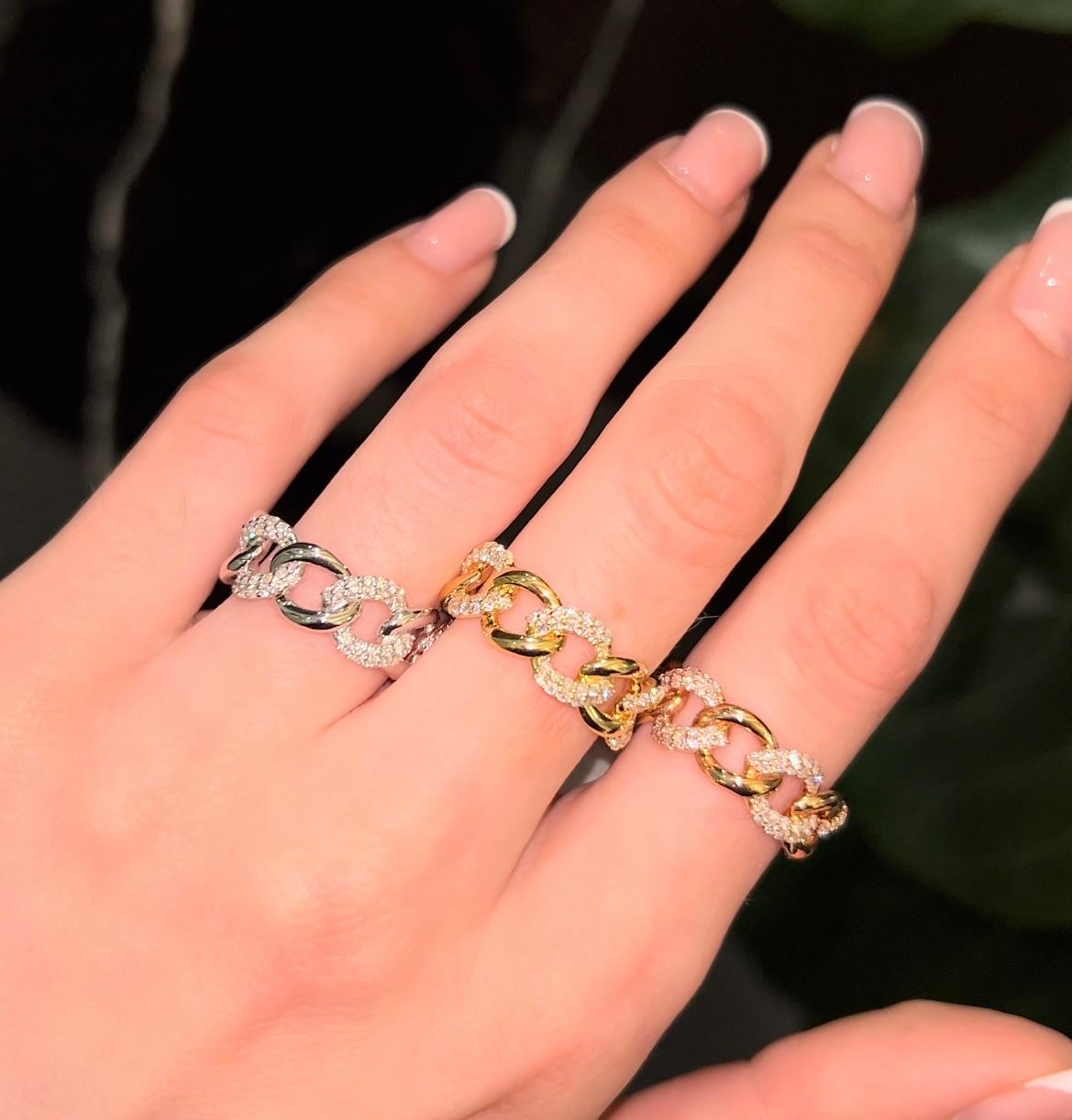 For Sale:  Elizabeth Fine Jewelry 0.50 Carat Diamond Chain Link Ring 18K Rose Gold 5