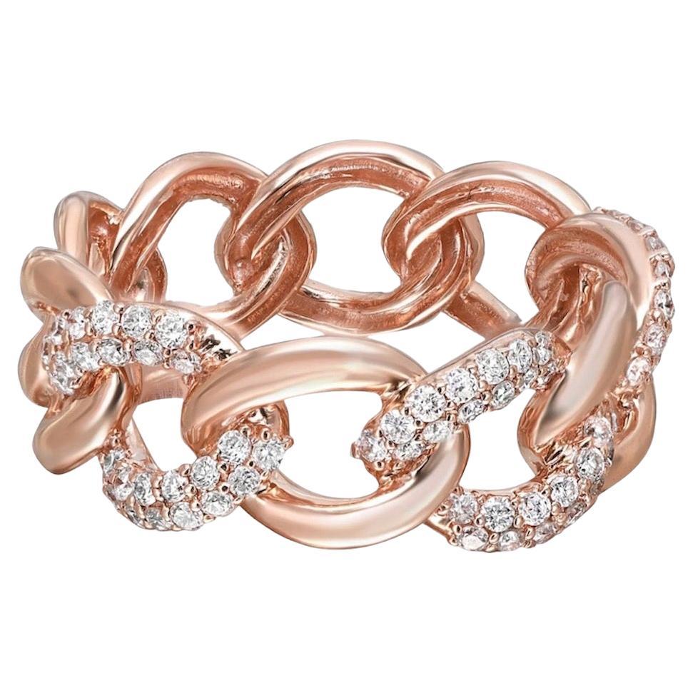 For Sale:  Elizabeth Fine Jewelry 0.50 Carat Diamond Chain Link Ring 18K Rose Gold