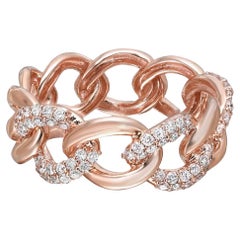 Elizabeth Fine Jewelry 0.50 Carat Diamond Chain Link Ring 18K Rose Gold