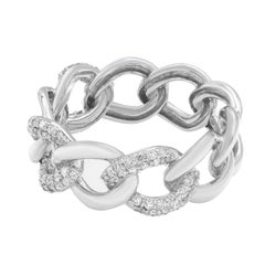 Elizabeth Fine Jewelry 0.50 Carat Diamond Chain Link Ring 18K White Gold