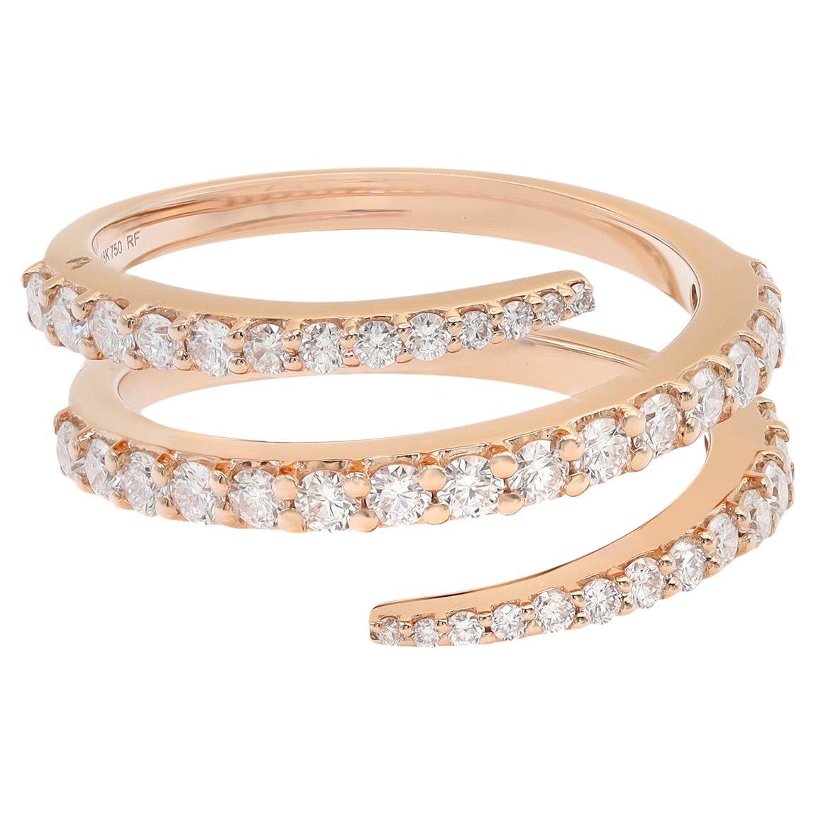  Elizabeth Fine Jewelry 0.83 Carat Diamond Multi-Row Spiral Ring 18k Rose Gold For Sale