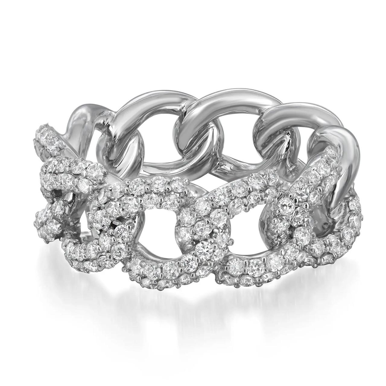 Im Angebot: Elizabeth Fine Jewelry 18 Karat Weißgold Gliederring mit 1,00 Karat Diamantkette () 4