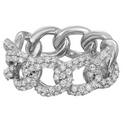 Elizabeth Fine Jewelry 1.00 Carat Diamond Chain Link Band Ring 18k White Gold