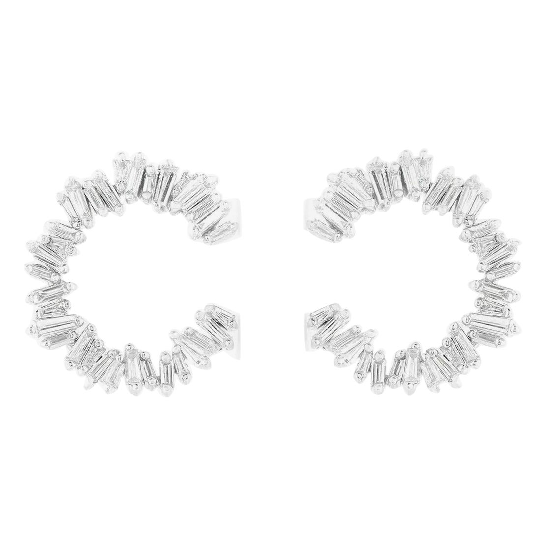 Elizabeth Fine Jewelry 1.00 Carat Diamond Stud Earrings in 18K White Gold For Sale