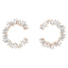 1.00 Carat Baguette Cut Diamond Stud Earrings in 18K Yellow Gold