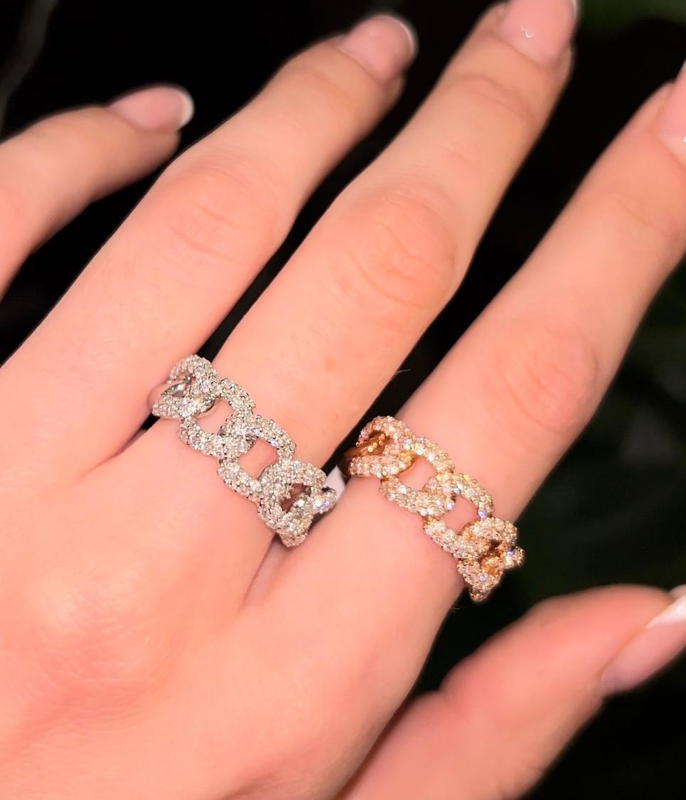 Elizabeth Fine Jewelry 1,00 Karat Pavé Diamant Gliederring 18k Rose Gold im Zustand „Neu“ im Angebot in New York, NY