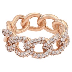 Elizabeth Fine Jewelry 1.00 Carat Pavé Diamond Link Ring 18k Rose Gold