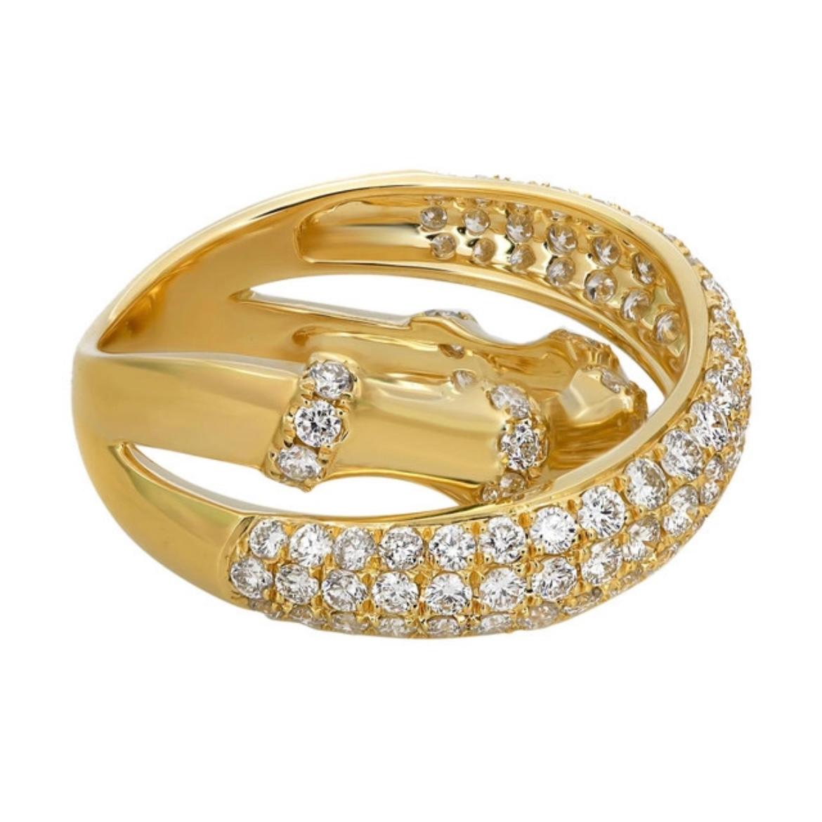 For Sale:  Elizabeth Fine Jewelry 1.71 Carat Diamond Crossover Ring in 18K Yellow Gold  4