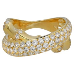Elizabeth Fine Jewelry 1.71 Carat Diamond Crossover Ring in 18K Yellow Gold 