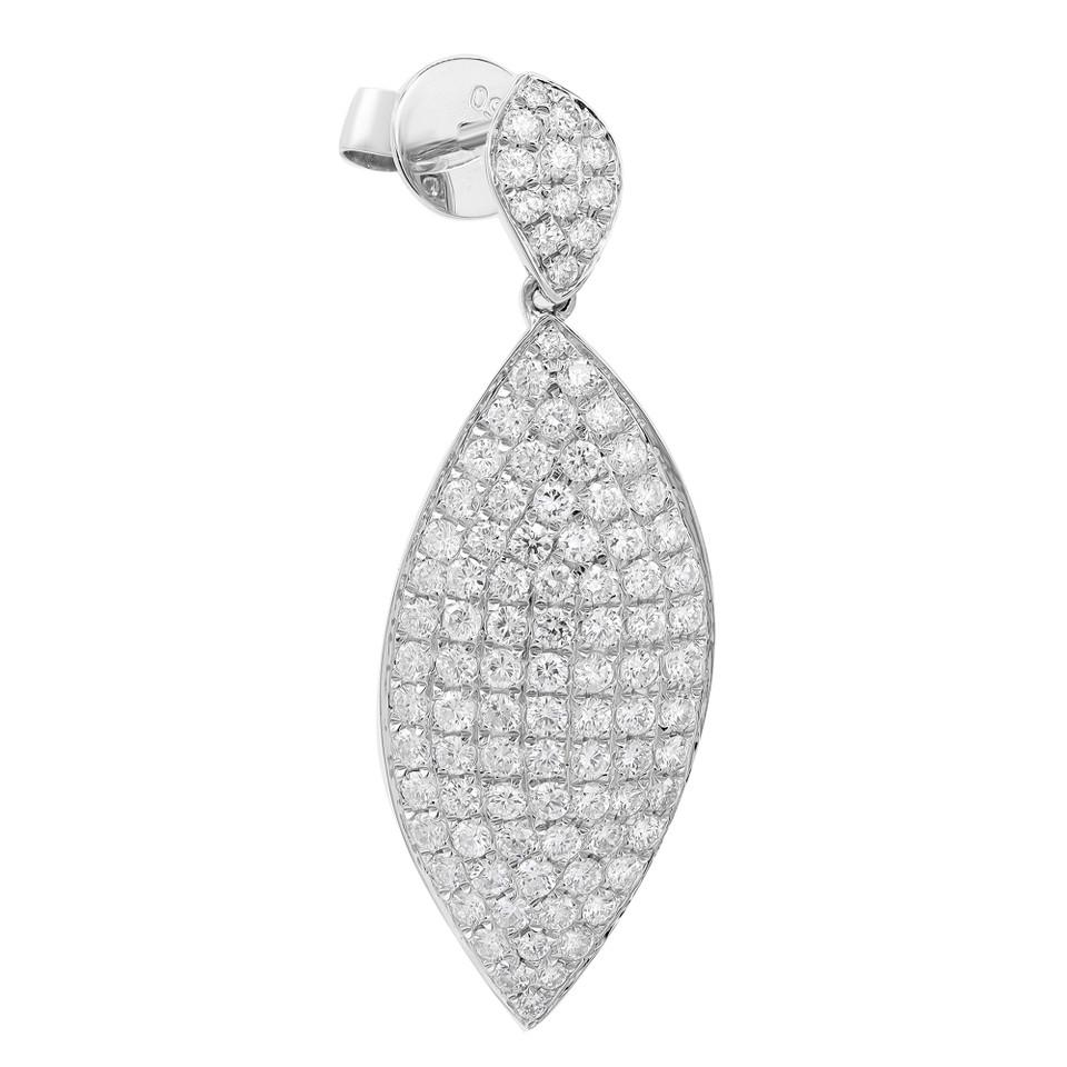 Moderne Elizabeth Fine Jewelry 1.79 Cara Diamond Shape Leaf Shape Drop Earrings Or blanc 18K en vente