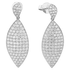 Elizabeth Fine Jewelry 1.79 Cara Leaf Shape Diamond Drop Earrings 18K White Gold