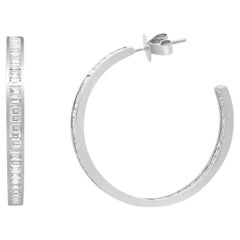 Elizabeth Fine Jewelry 2.97 CT Baguette Cut Diamond Hoop Earrings 18K White Gold