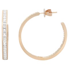 Elizabeth Fine Jewelry 3.00 Carat Diamond Hoop Earrings 18K Yellow Gold