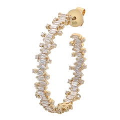 Elizabeth Fine Jewelry 3.00 Carat Hoop Earrings 18K Yellow Gold