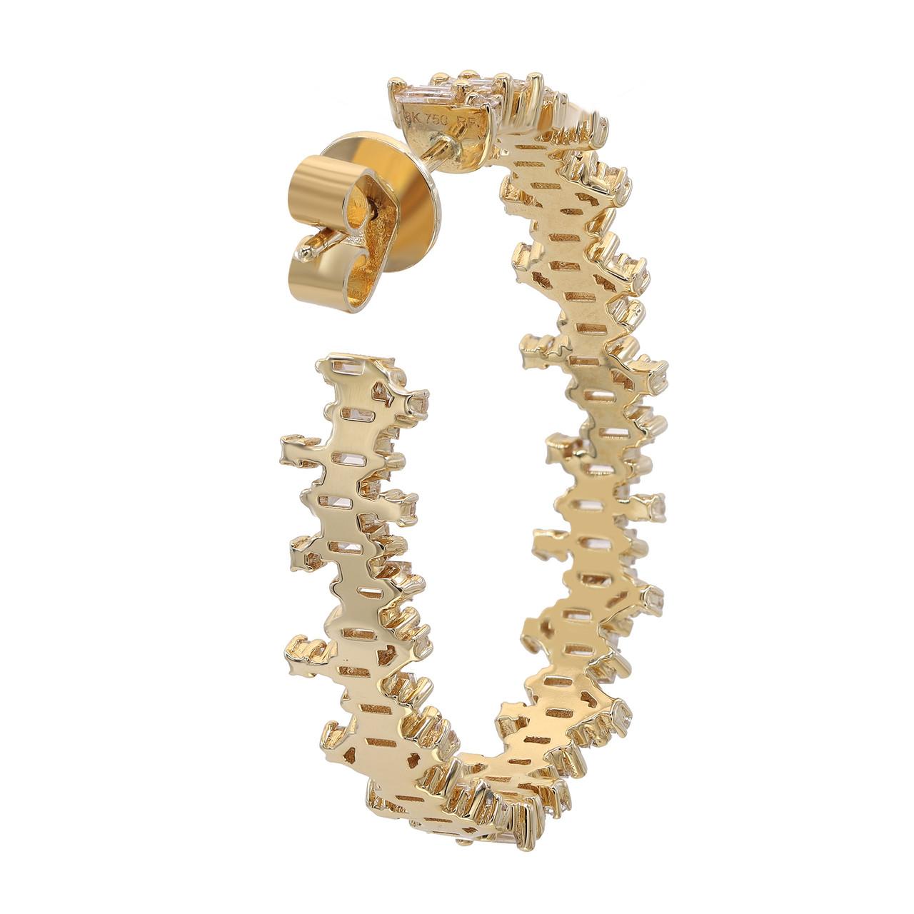 Modern Elizabeth Fine Jewelry 3.00 Carat Hoop Earrings 18K Yellow Gold For Sale