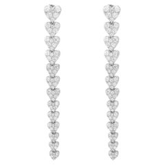 Elizabeth Fine Jewelry 4.11 Carat Diamond Heart Drop Earrings in 18K White Gold