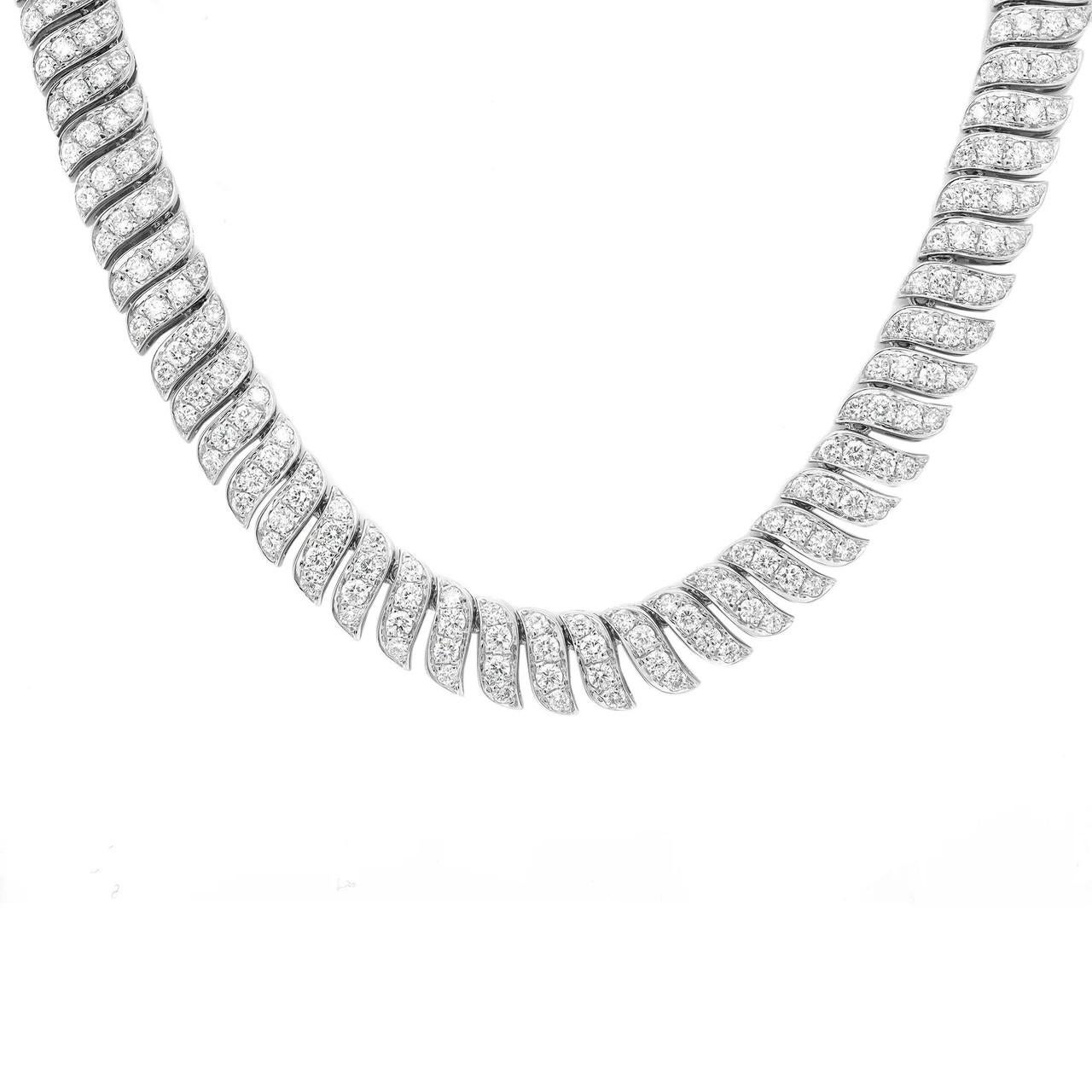 Elizabeth Fine Jewelry 8.33 Carat Round Cut Diamond Necklace 18K White Gold In New Condition For Sale In New York, NY