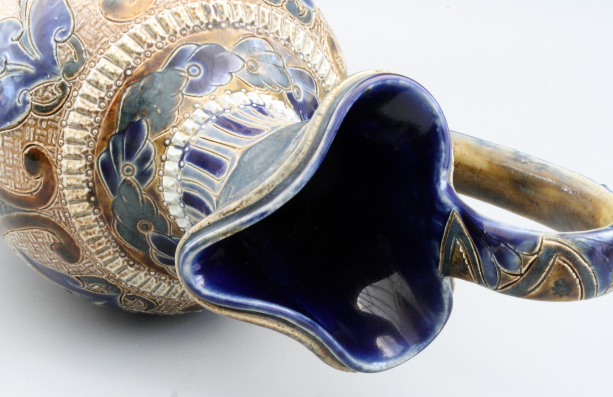 Stoneware Elizabeth Fisher for Doulton Lambeth Art Pottery Jug Dated 1880