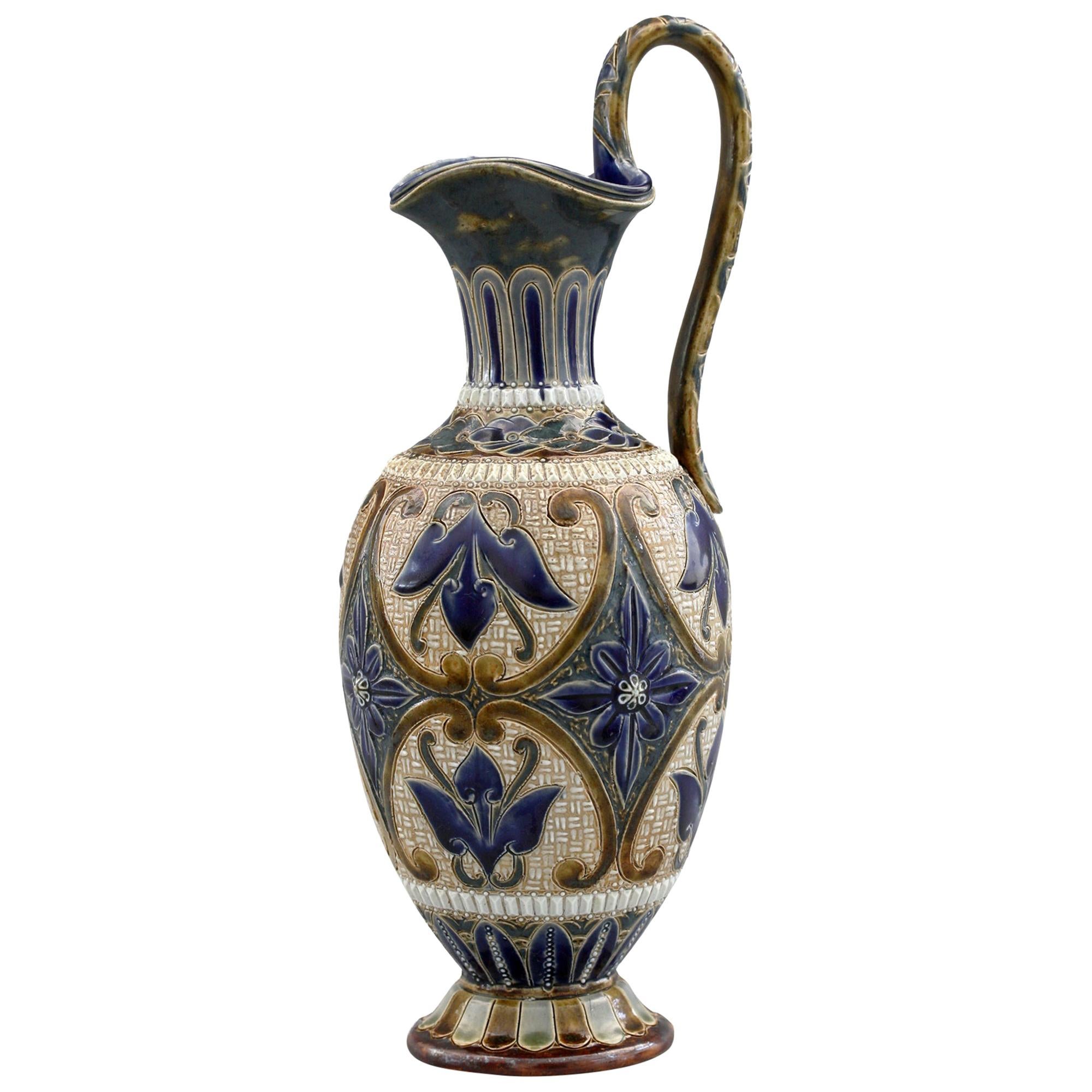 Elizabeth Fisher for Doulton Lambeth Art Pottery Jug Dated 1880