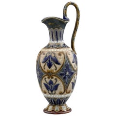 Antique Elizabeth Fisher for Doulton Lambeth Art Pottery Jug Dated 1880