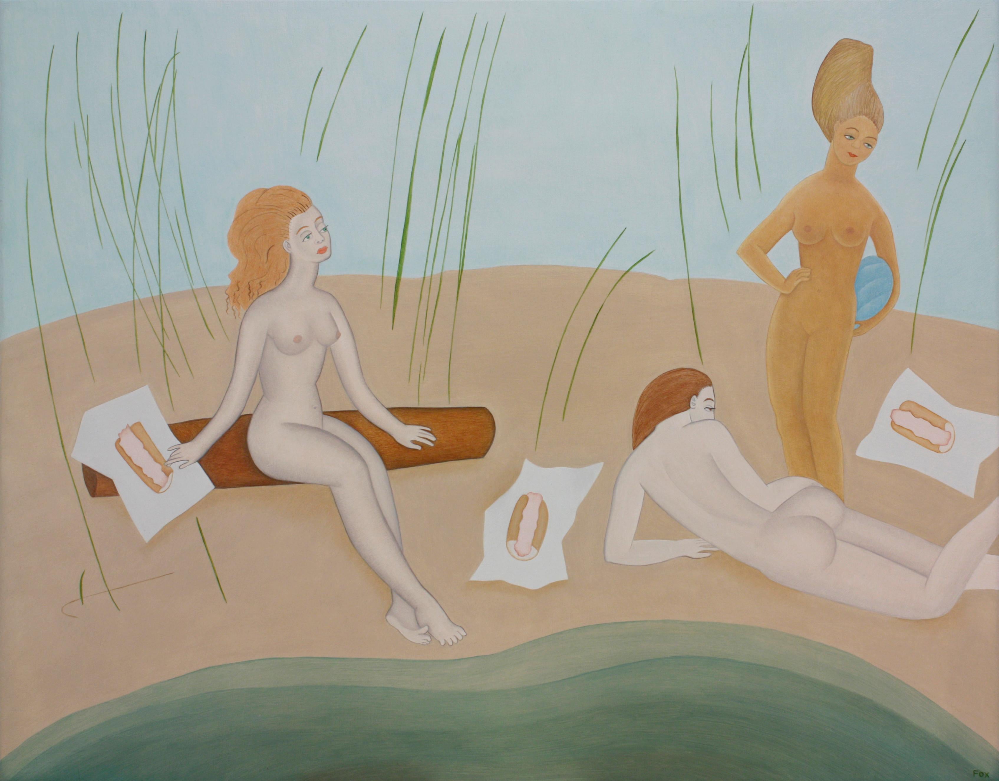 Elizabeth Fox Figurative Painting - Bathers in the Reeds