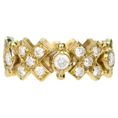 Elizabeth Gage 18 Karat Gold and Diamond Hugs and Kisses Band Ring