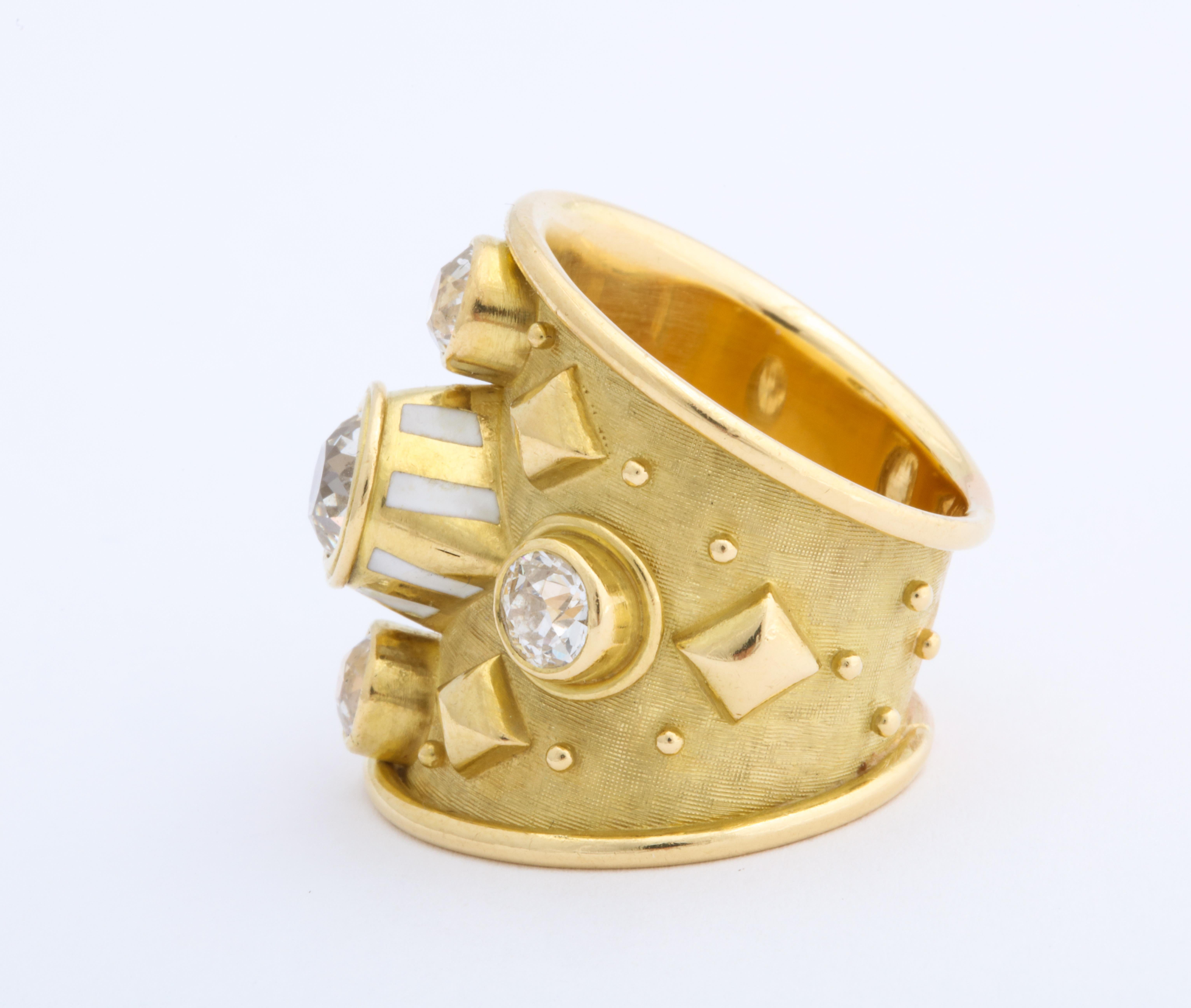 Contemporary Elizabeth Gage 18 Karat Gold Ring with Diamonds For Sale